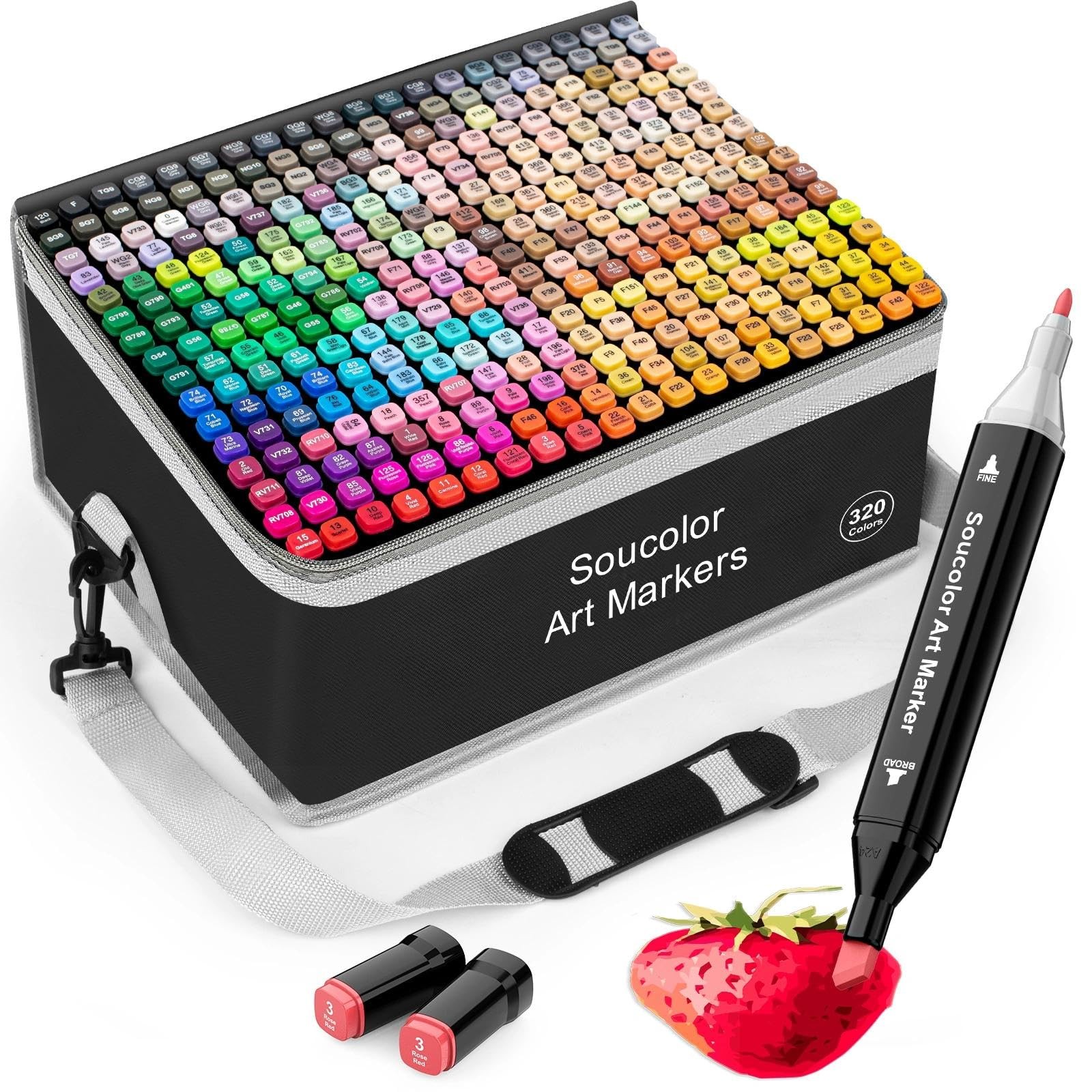 320 Colors With Case  Holders, Dual Tips Chisel  Fin...