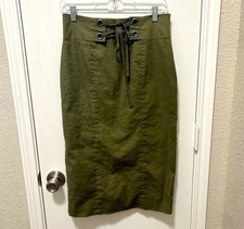 BCBG MaxAzria Olive Green Pencil Skirt Size Medium Woman  s