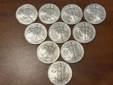 10 Beautiful 2008 American Silver Eagles- BU- Always Buy the Best