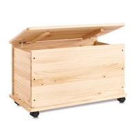 Aufbewahrungskiste Kiefernholz – Mit 4 Lenkrollen & Deckelstopper, 73×39,5×45 Cm
