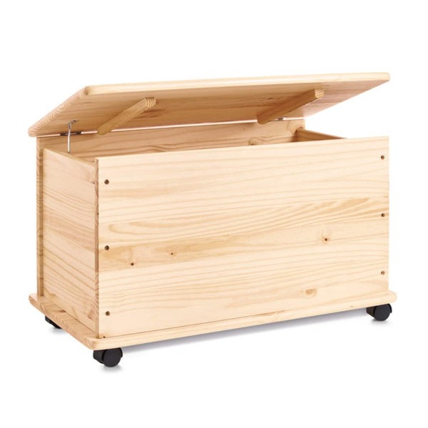 Aufbewahrungskiste Kiefernholz – Mit 4 Lenkrollen & Deckelstopper, 73×39,5×45 Cm-image