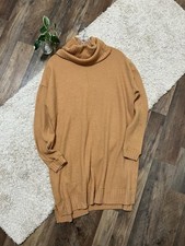 Lulus Small Camel Brown Cowl Neck Autumn Daze Shift Bodice Sweater Knit Dress