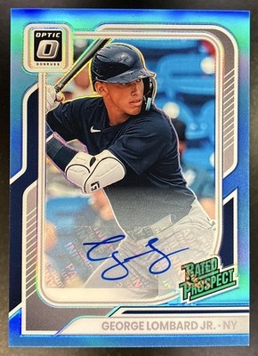 2026 Donruss 158 Rated Prospects Optic Carolina Blue Auto /49 George Lombard Jr.