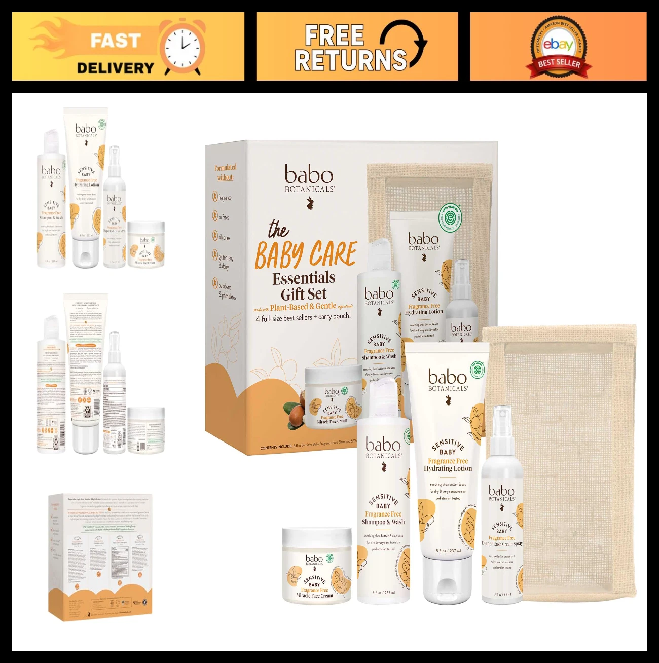 Baby Care Essentials Gift Set - Natural Skincare, Bath & Diaper - Fragrance-Free
Opens in a new wind