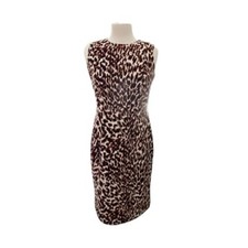 Calvin Klein Animal Print Sleeveless Dress Modest Neckline