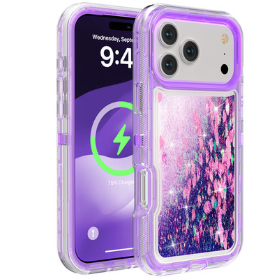 Shockproof Case For iPhone 17 16 15 14 Pro Max 13 12 Liquid Glitter Bling Cover
