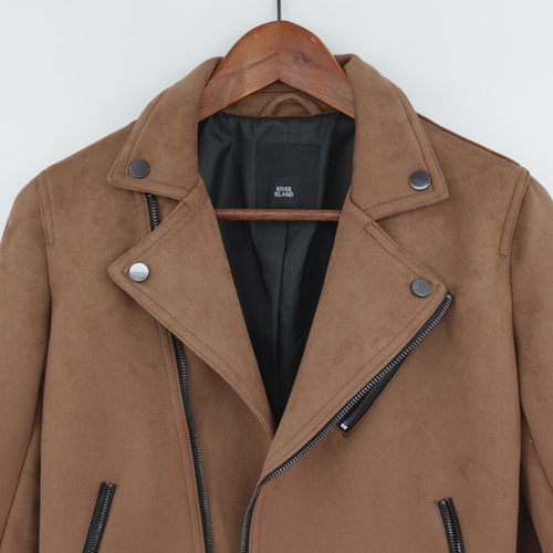 Girls Biker Jacket Medium 11 yrs Brown Vegan Suede Retro Rockabilly Cosplay - Picture 4 of 15