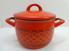 VINTAGE FINEL KAJ FRANCK ARABIA KEHRA RED ENAMEL CROCK CASSEROLE POT SAUCEPAN