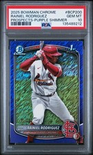 2025 Bowman Chrome 1st RAINIEL RODRIGUEZ Purple Shimmer /250 PSA 10