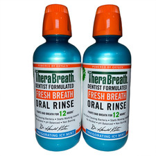TheraBreath Fresh Breath Oral Rinse Icy Mint 16oz 2 Pack Alcohol-Free
