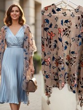 Japna Velvet Burnout Floral Kimono Tassel Boho Duster Size L