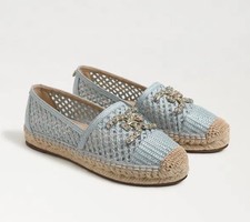 SAM EDELMAN Khiara Espadrille Loafer Light Robin Egg Blue Raffia size 9.5