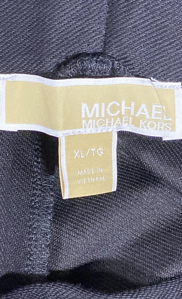 Michael Kors Womens Black Solid Wide Leg Pants XL High-Rise Cotton Blend - Image 3 of 4