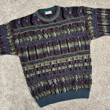 Vintage 90s Abstract Sweater Made In Italy Maga Brand Men Size Large Wool Blend