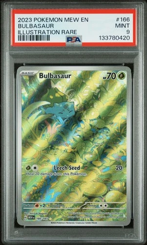 2023 POKEMON MEW EN-151 ILLUSTRATION RARE #166 BULBASAUR PSA 9