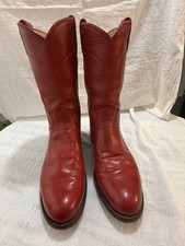 Justin Women's Red Leather Roper Western Cowgirl Boots, vintage style