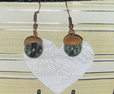 Handcrafted Black and Clear Acorn Earrings