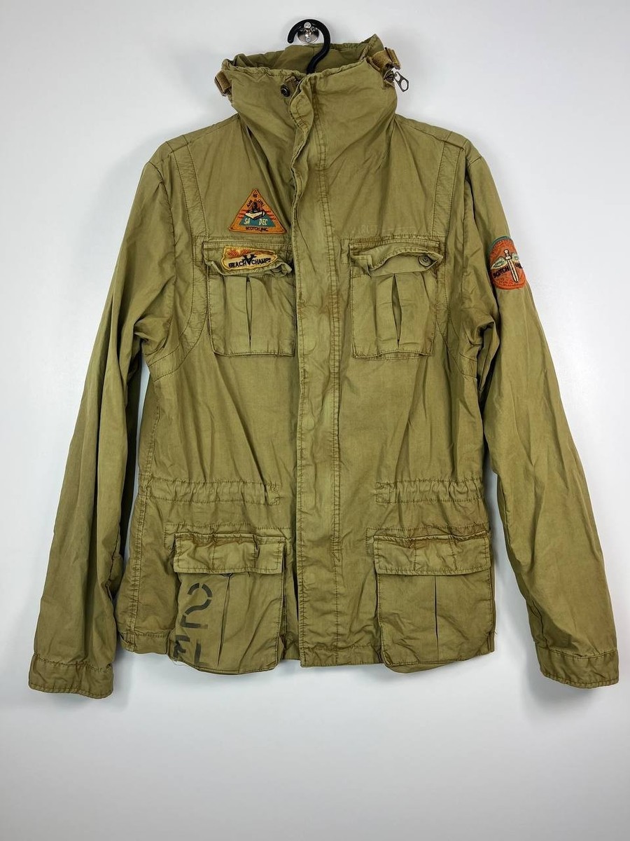 Scotch & Soda Military Field Jacket Olive Green Hooded Utility 