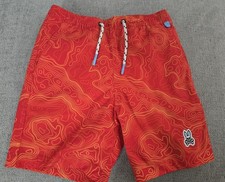Psycho Bunny Swim Shorts Kids 6/7 Orange And Red Design Preowned