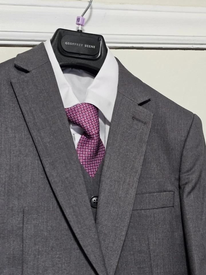 Conjunto de terno Geoffrey Beene masculino ajuste moderno 5 peças - CINZA TAMANHO 10 - Imagem 3 de 4