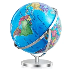 13" Illuminated World Globe 720° Rotating Education Cartography Map Home W/ LED
