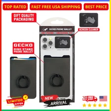 Gecko Phone Wallet w/ Ring Gray – Stick-On Card Holder for Smartphones