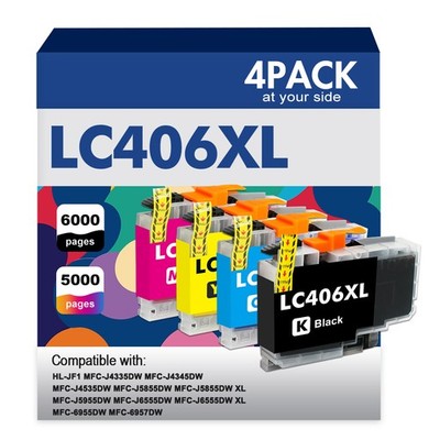 4PK LC406 Ink Cartridges for Brother MFC-J4335DW MFC-J4345DW MFC-J4535DW J5855DW