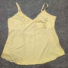 George Top Womens XL 16/18 Yellow Babydoll Empire Waist Side Zipper Lace Tank