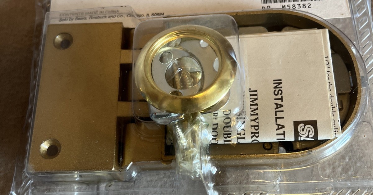 VTG NOS Sears Deadbolt Single Cylinder Brass Lock-2 Keys