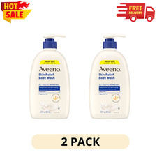  2 Pack Aveeno Skin Relief Body Wash Fragrance Free, 33 fl oz Value Size