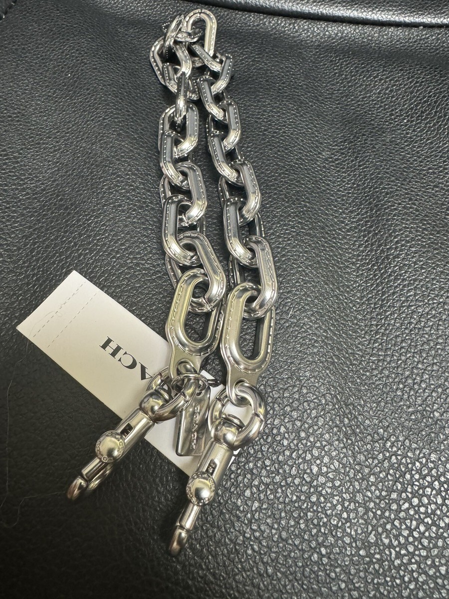 Authentic Coach Metal Chain Link Short Strap Brass / Pewter