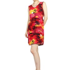 Palmwave Lady's Rayon Sundress in Hawaiian Scenery Print