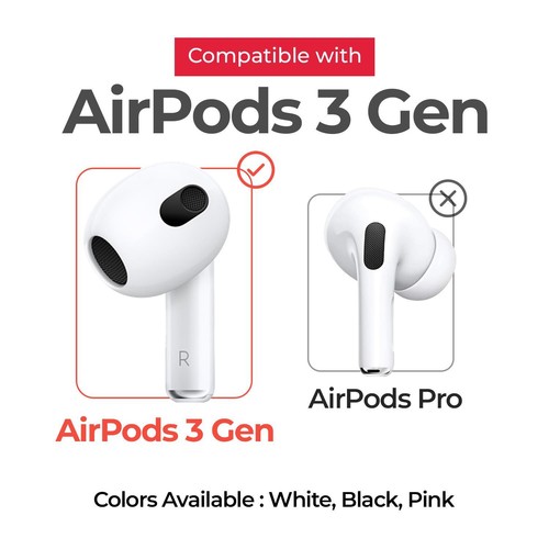 Apple AirPods 3rd Gen Ear Covers Silicone 3 PAIRS Anti-Slip Ear Hooks - Picture 3 of 6