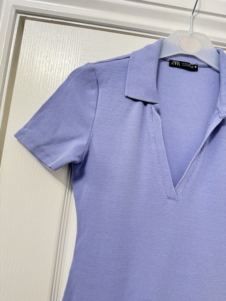 Zara Stretchy Ribbed Lilac Purple Dress Size M 10 12 eBay
