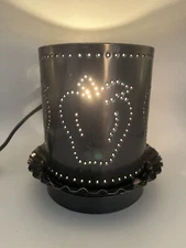 Vtg Corded Country Apple Punched Tin Metal Lamp Light USA Farm Cottage Gran Core