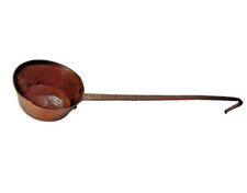 MESTOLO IN RAME VINTAGE PESANTE MARTELLATO FORGIATO RAME BATTUTO ANTICO MESTOLO