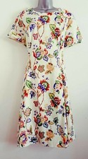 NEW ex Plus Size 16-24 Multi Cream Floral Cotton Lining Midi Tea Wedding Dress