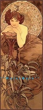 Emerald 1900 Mucha Stones Series Vintage Poster Print Retro Style Art Nouveau