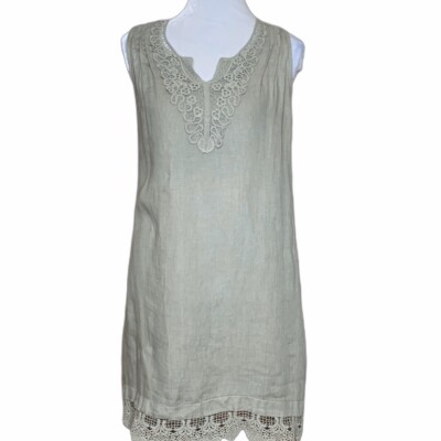 Carla Conti Italy Shift Dress Womens Size S Lagenlook Linen Brown Short  Sleeves | eBay