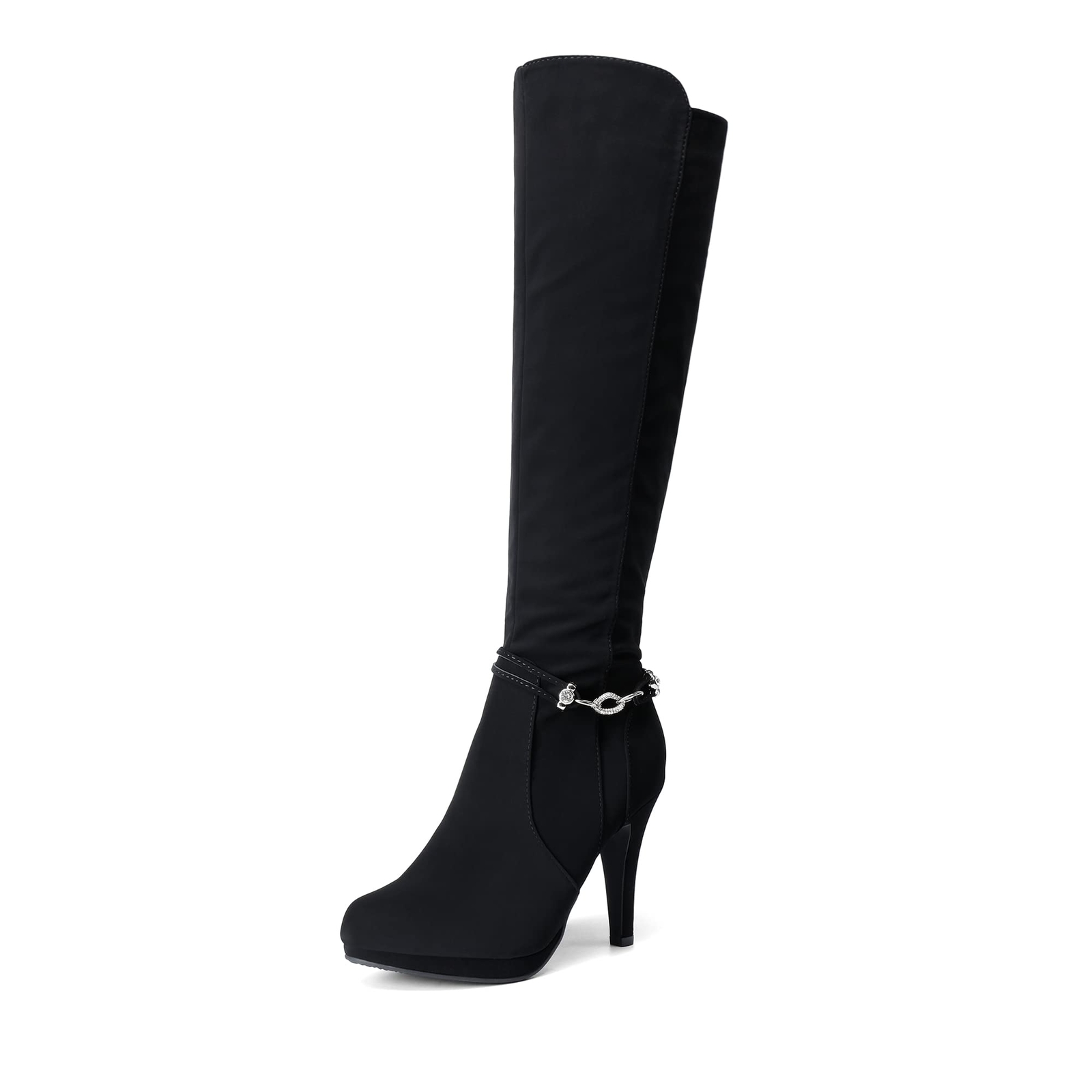 Womens Knee High Boots Round Toe High Stiletto Heel Platform Boots Size
