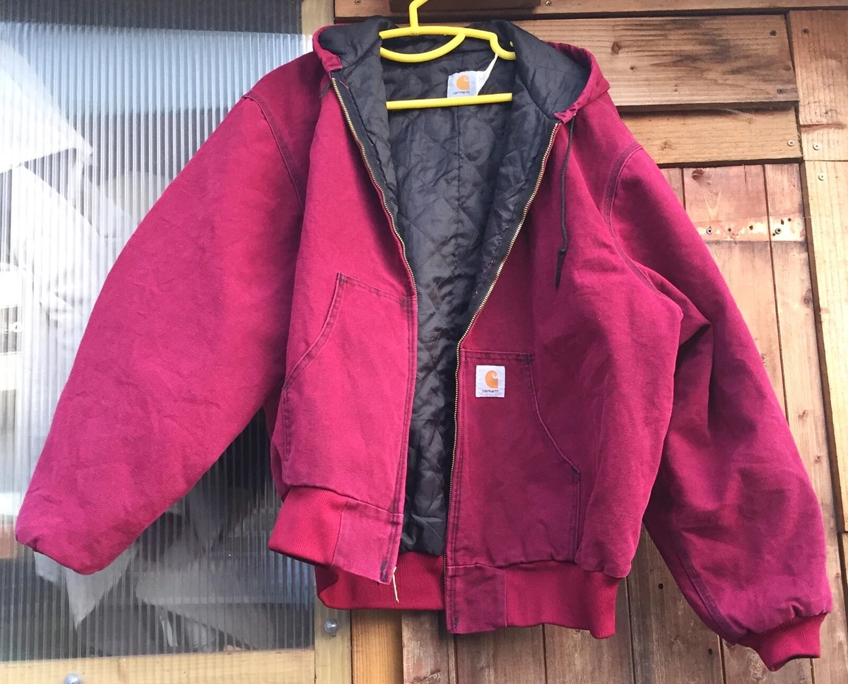 USA made 2XL / XL / L Carhartt JQ281 Washed Duck Active Jacket ruby red v good