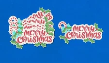 Merry Christmas Die Cuts, 6 pcs, 2"tall x 4 wide - PRINTED, Scrapbooking
