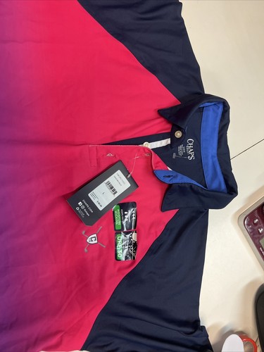 Chaps Performance Golf Polo -Men's Moisture Wicking Dazzling Blue- UPF 30 Sz L - Picture 2 of 8