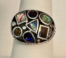 Inlay Abalone Shell Sterling Silver Ring Size 5.5