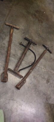 Lot of 3 Vintage Old Antique Ford? Air Tire Pump bicycle style model A? T? 