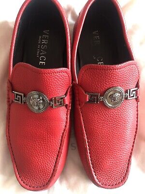 red versace loafers