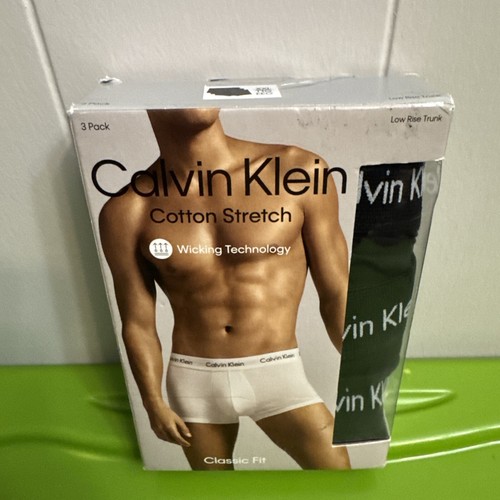 Calvin Klein Cotton Stretch Low Rise Trunk, Classic Fit, Black, 3 Pack, Size XXL - Picture 2 of 3