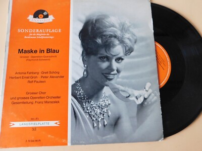 Operetten-Querschnitt - Maske in Blau - alt, evt. Schellck Vinyl 10'' LP