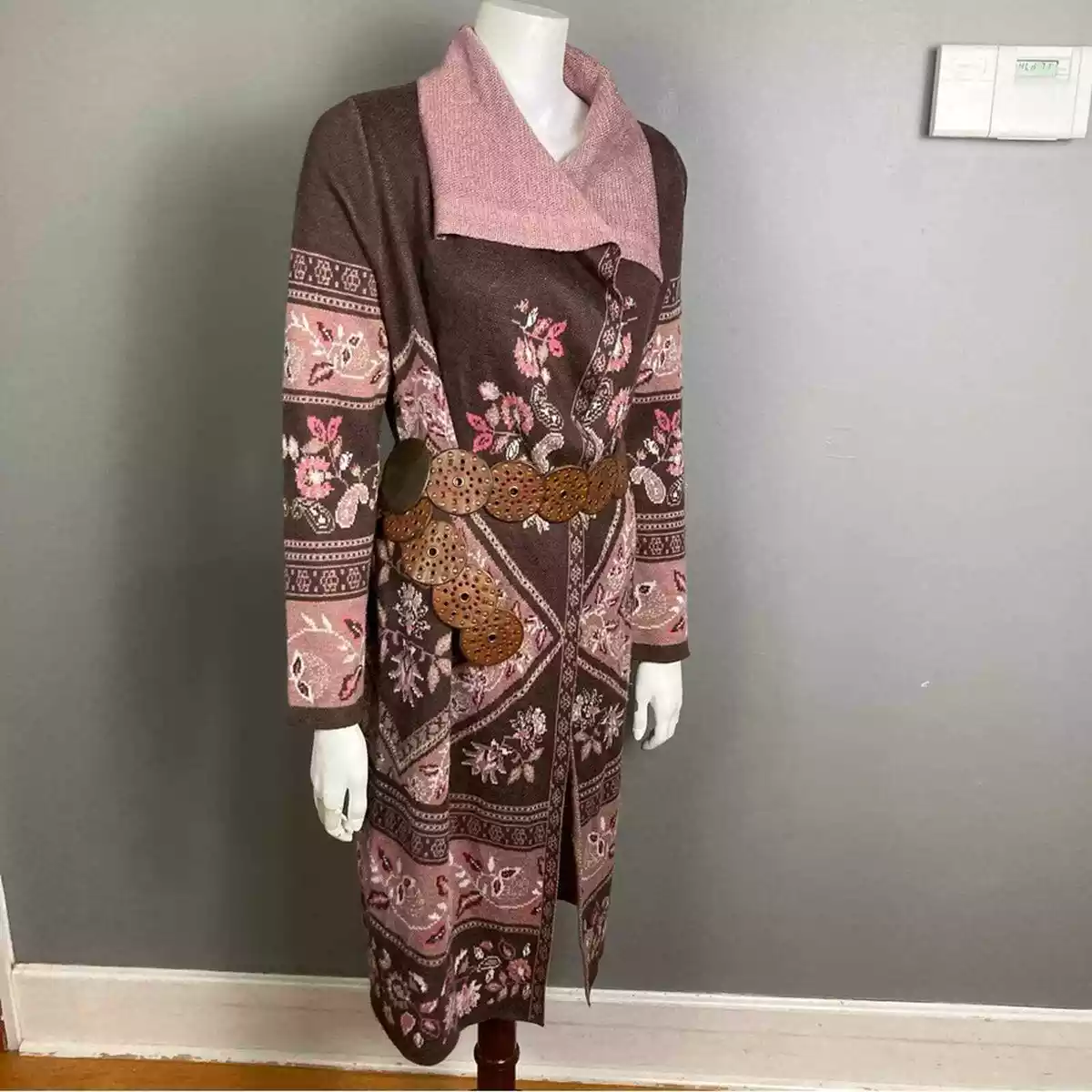Max Sport cardigan blanket wrap floral long drape medium eBay