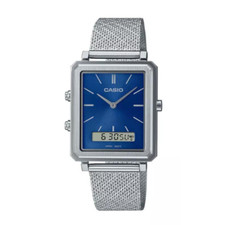 Casio Men's Analog-Digital Watch MTP-B205M-2E Blue Dial Silver Stainless Steel